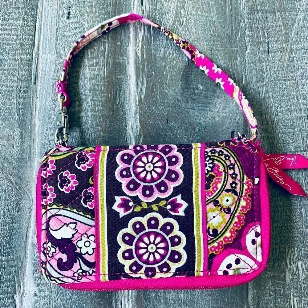 Vera Bradley Pink Paisley Floral Wristlet Wallet
